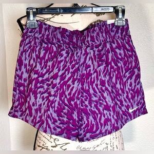 Girl's Nike One Standard Fit Training Shorts Purple Animal Print Inner Brief NWT